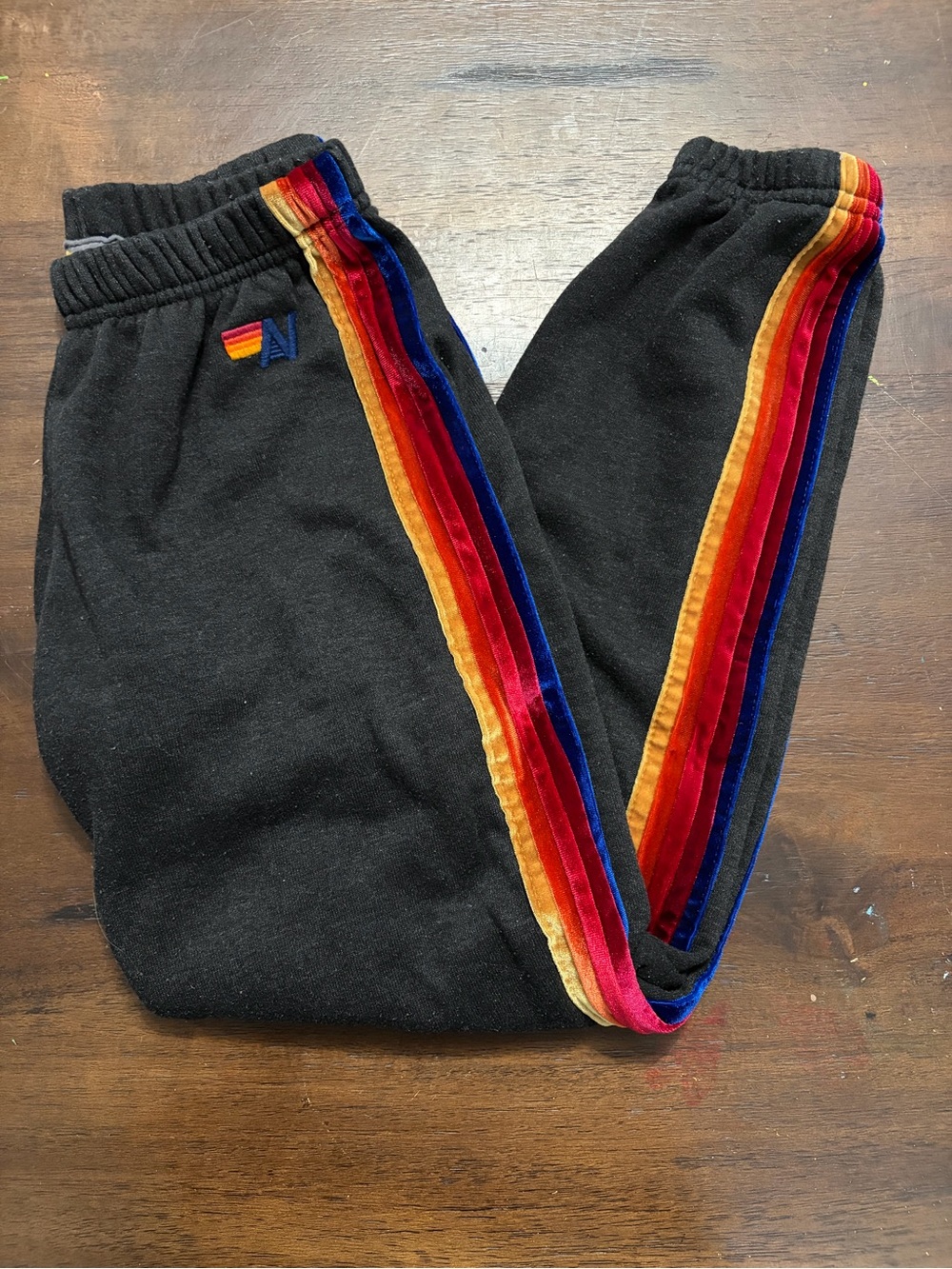 Aviator Nation Classic 5-Stripe Velvet Sweatpants Size XS Charcoal Gray